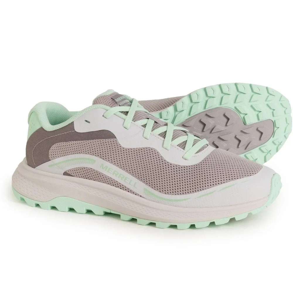 Merrell Fly Strike 2 Trail Running‎ Shoes  Women Sz 9 Light Gray Green Low Top